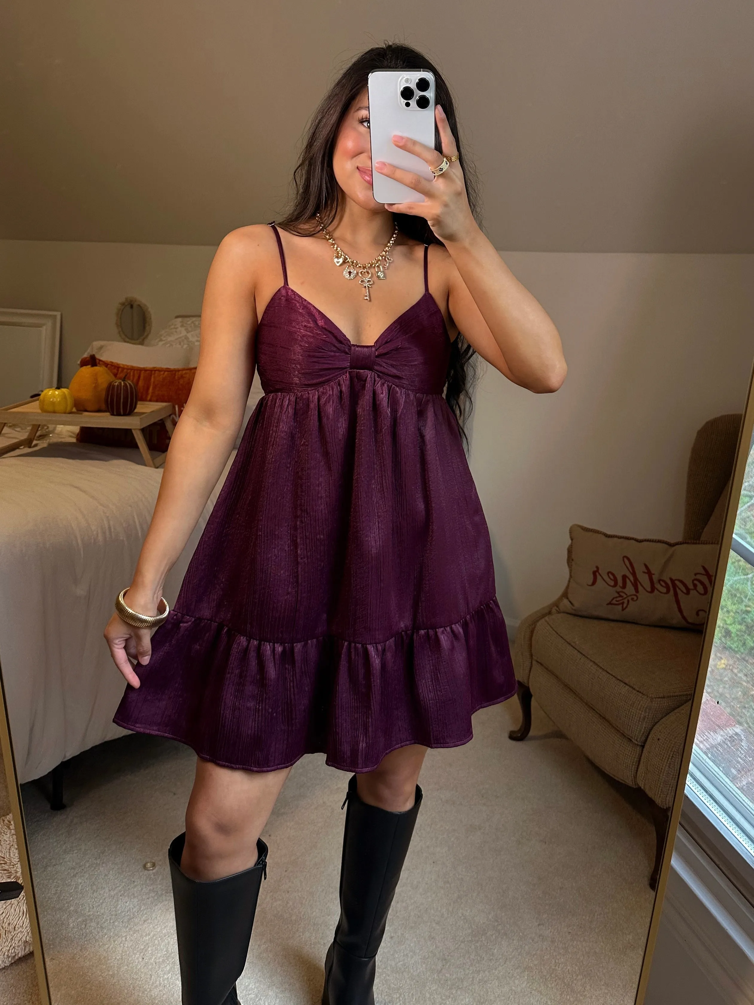 Plum Bow Babydoll Dress