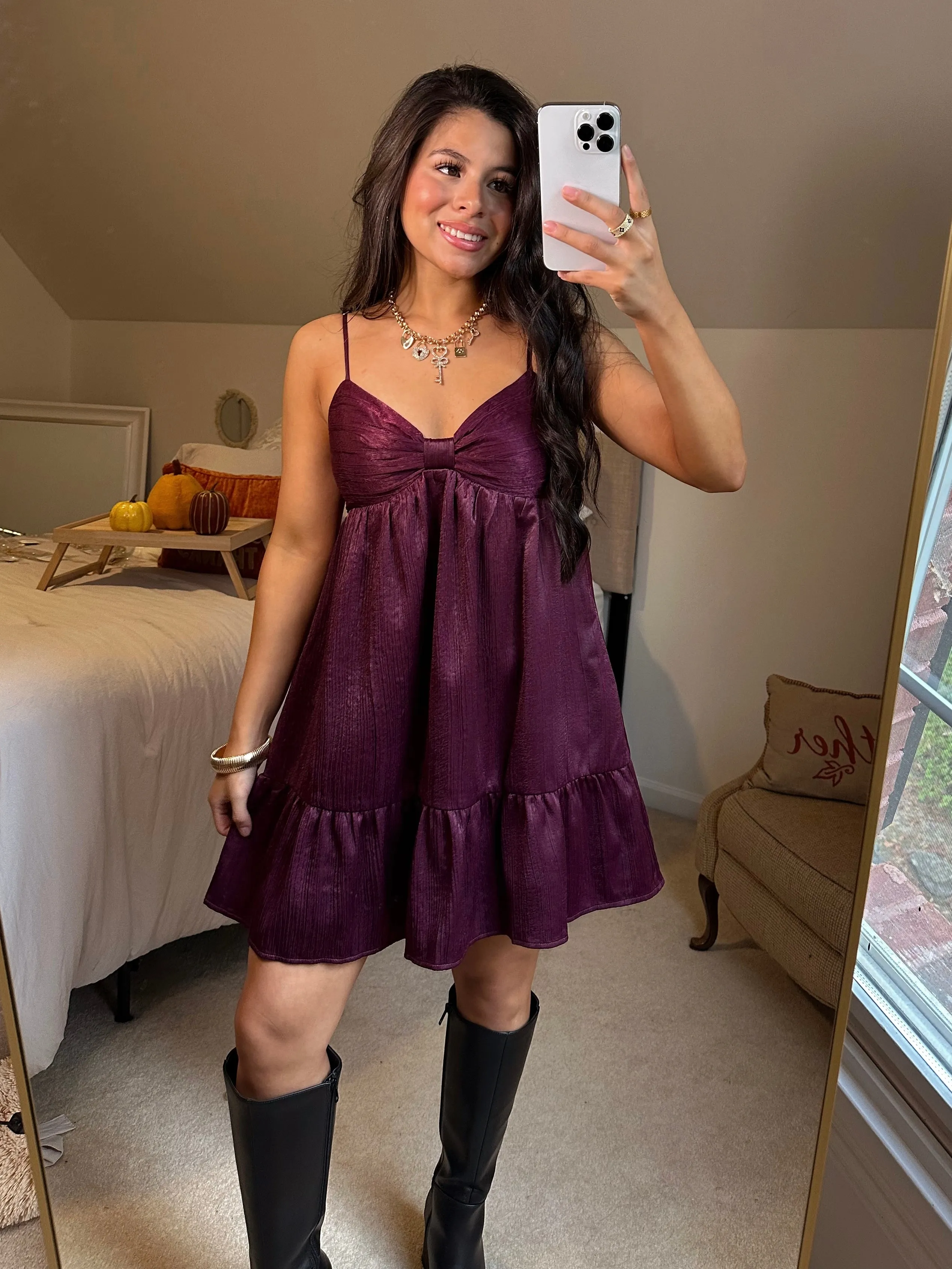 Plum Bow Babydoll Dress