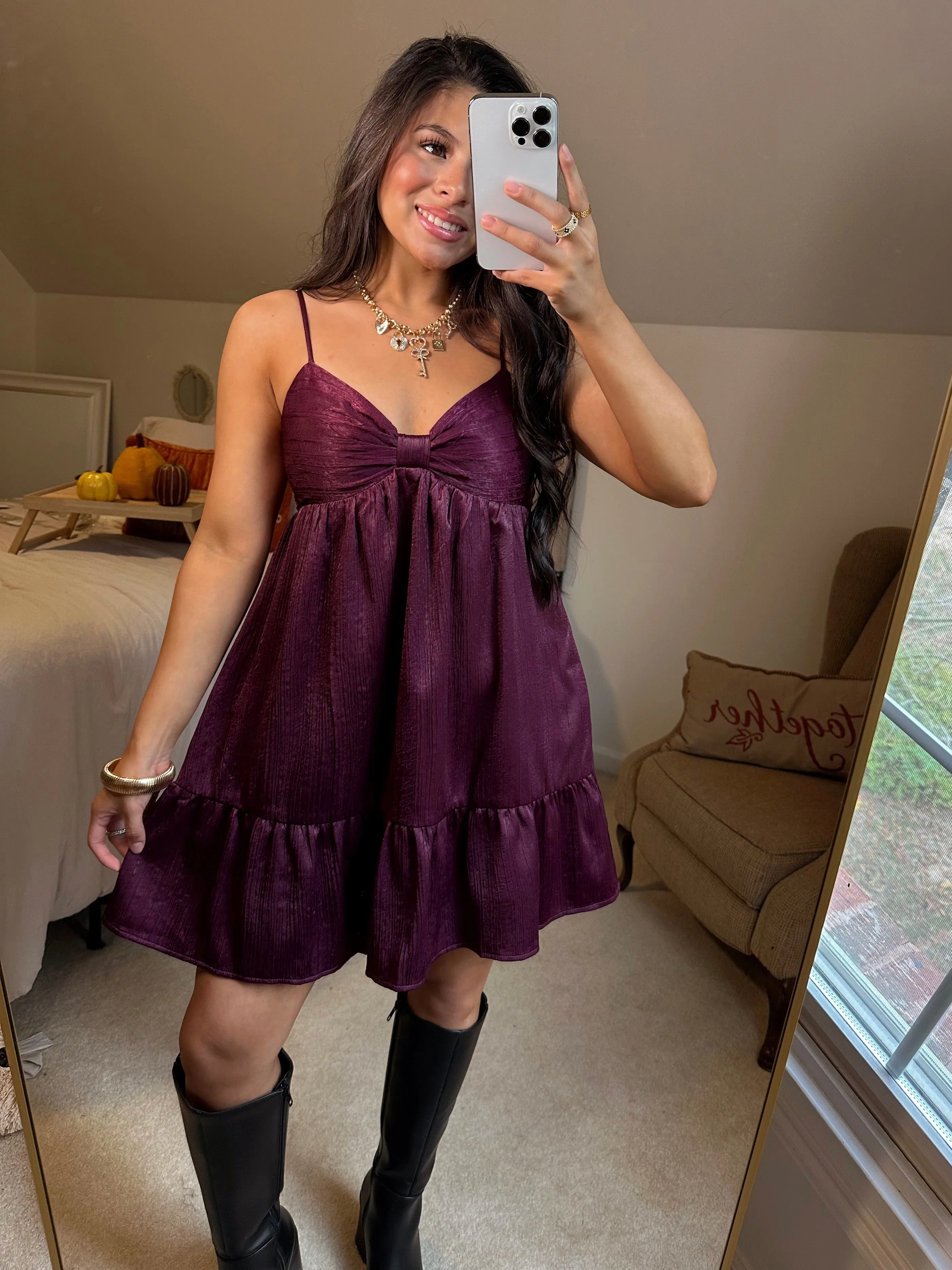 Plum Bow Babydoll Dress