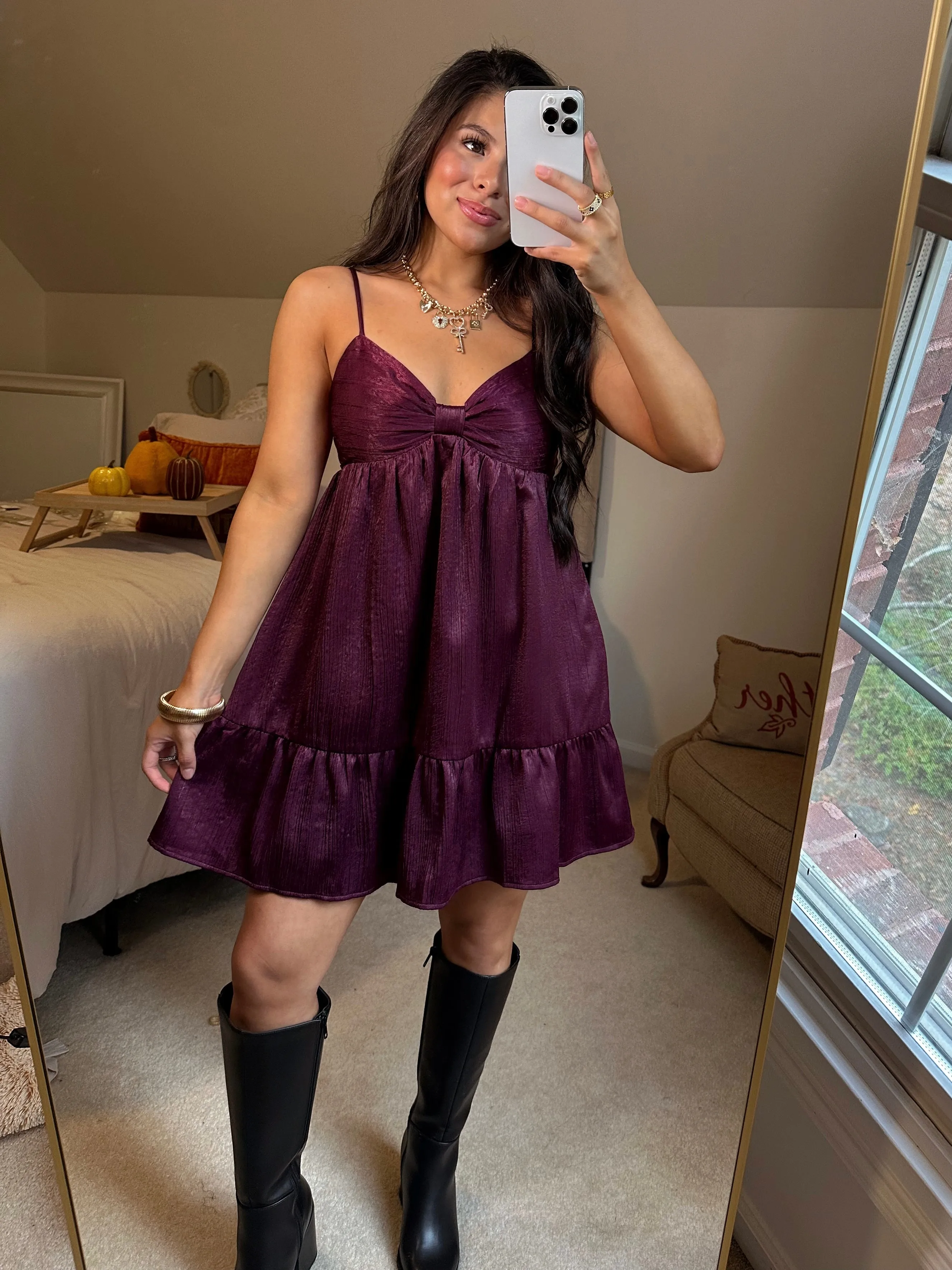 Plum Bow Babydoll Dress