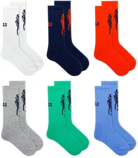 Polo Ralph Lauren Boys 6-Pack Big Polo Pony Atheltic Crew Socks