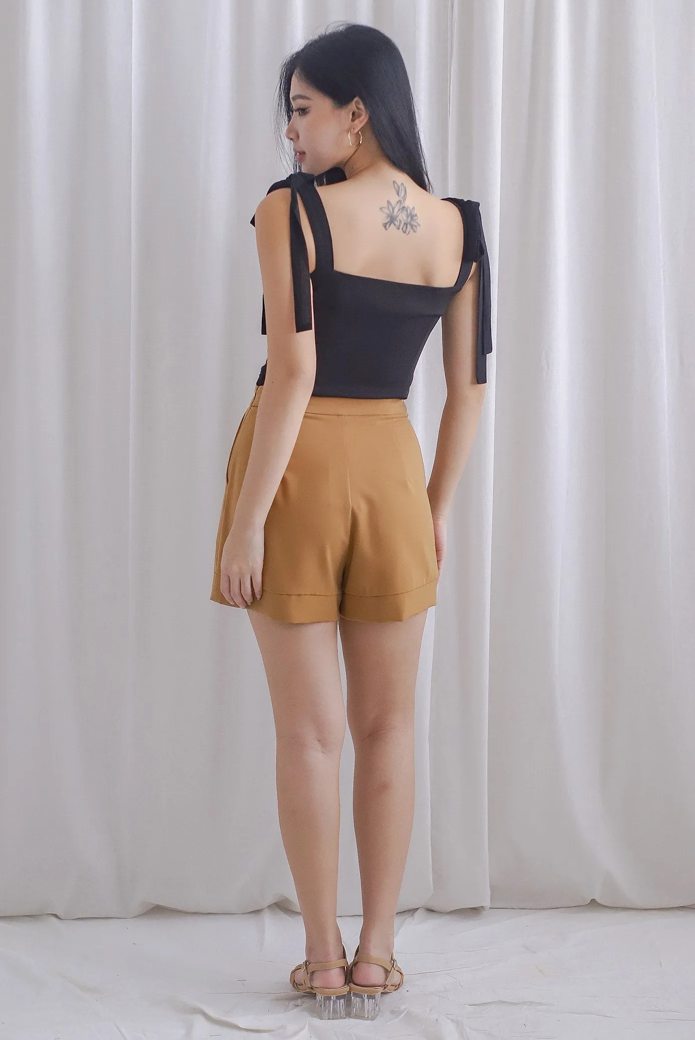 *Premium* Elery Embro Shoulder Sash Top In Black