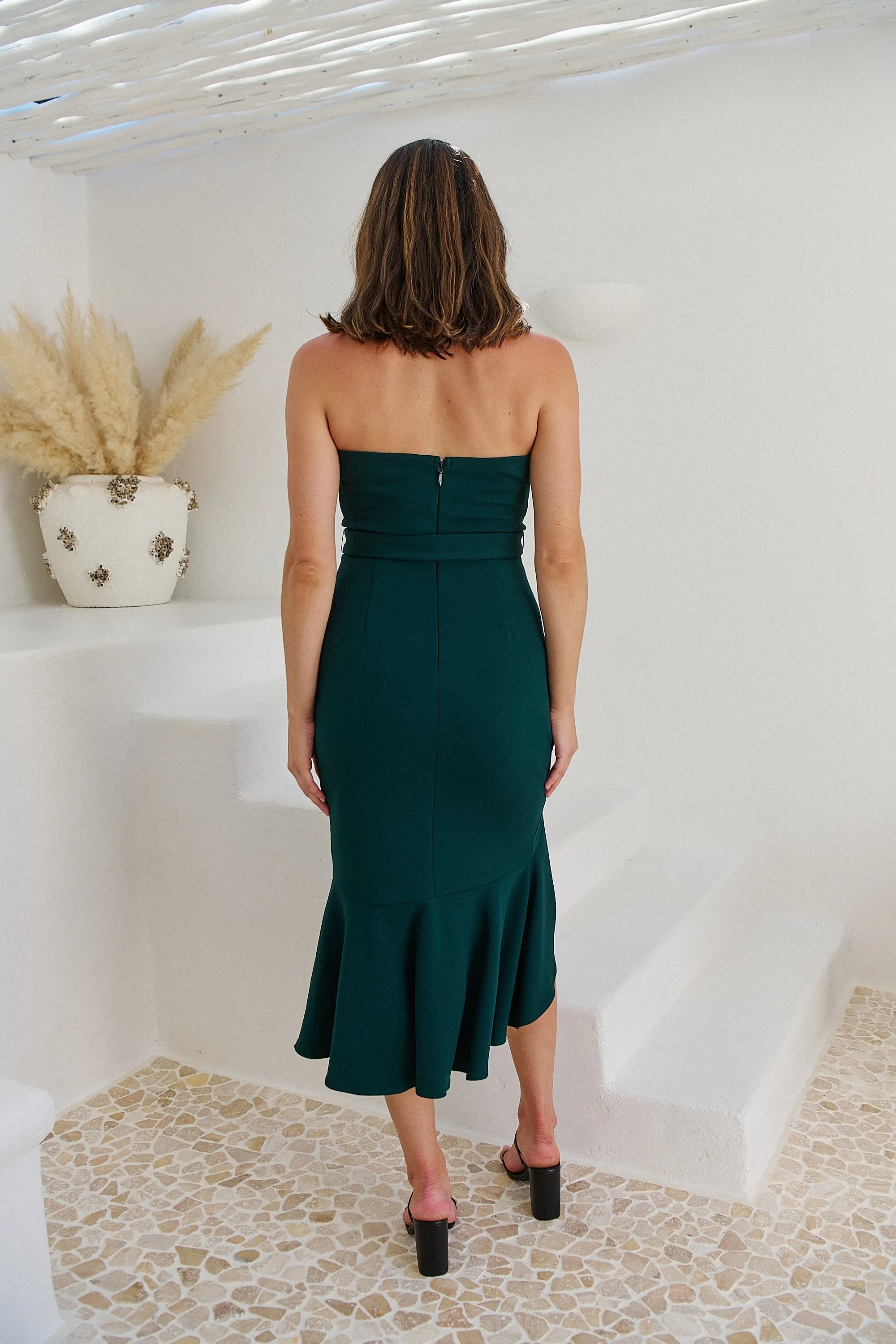 Rae Emerald Strapless Evening Dress