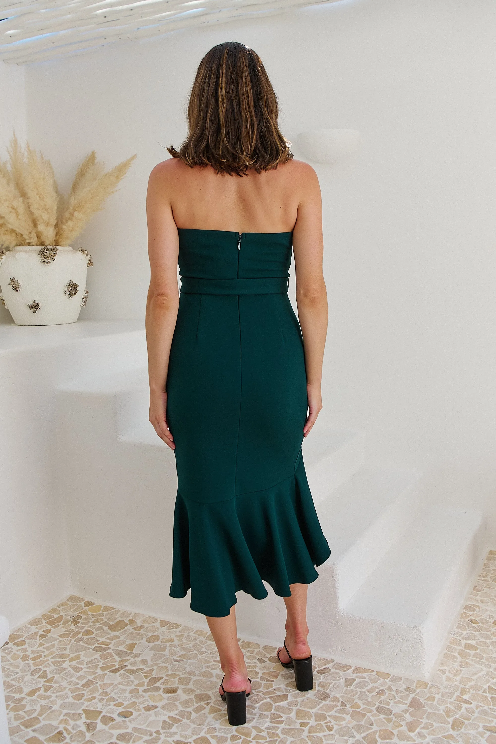 Rae Emerald Strapless Evening Dress