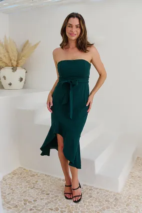 Rae Emerald Strapless Evening Dress