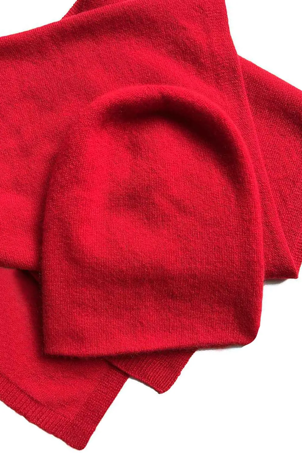 Red cashmere beanie hat for Women