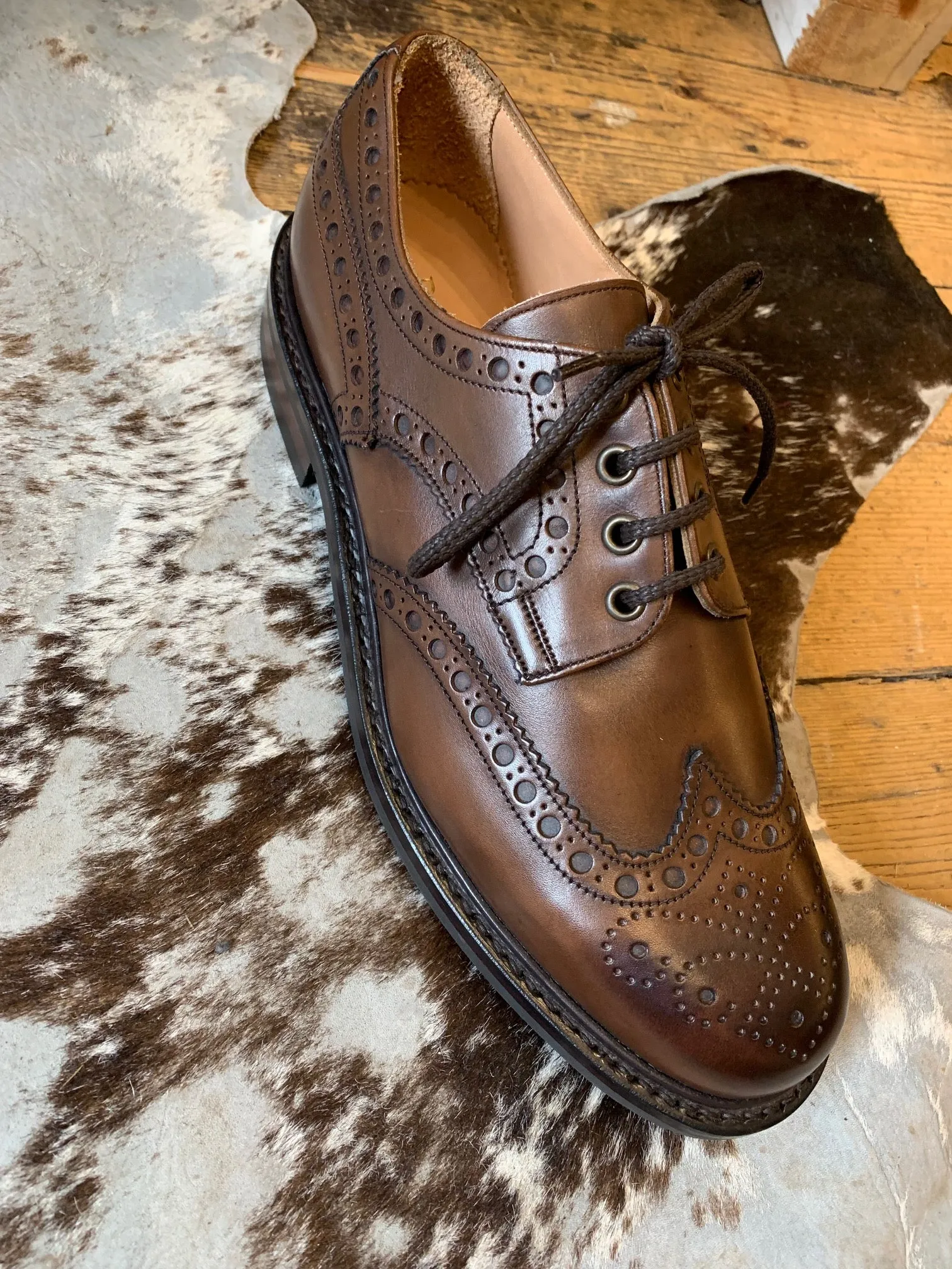 Regent - 'Avon R' Wingcap Derby Brogue - Mocha Leather