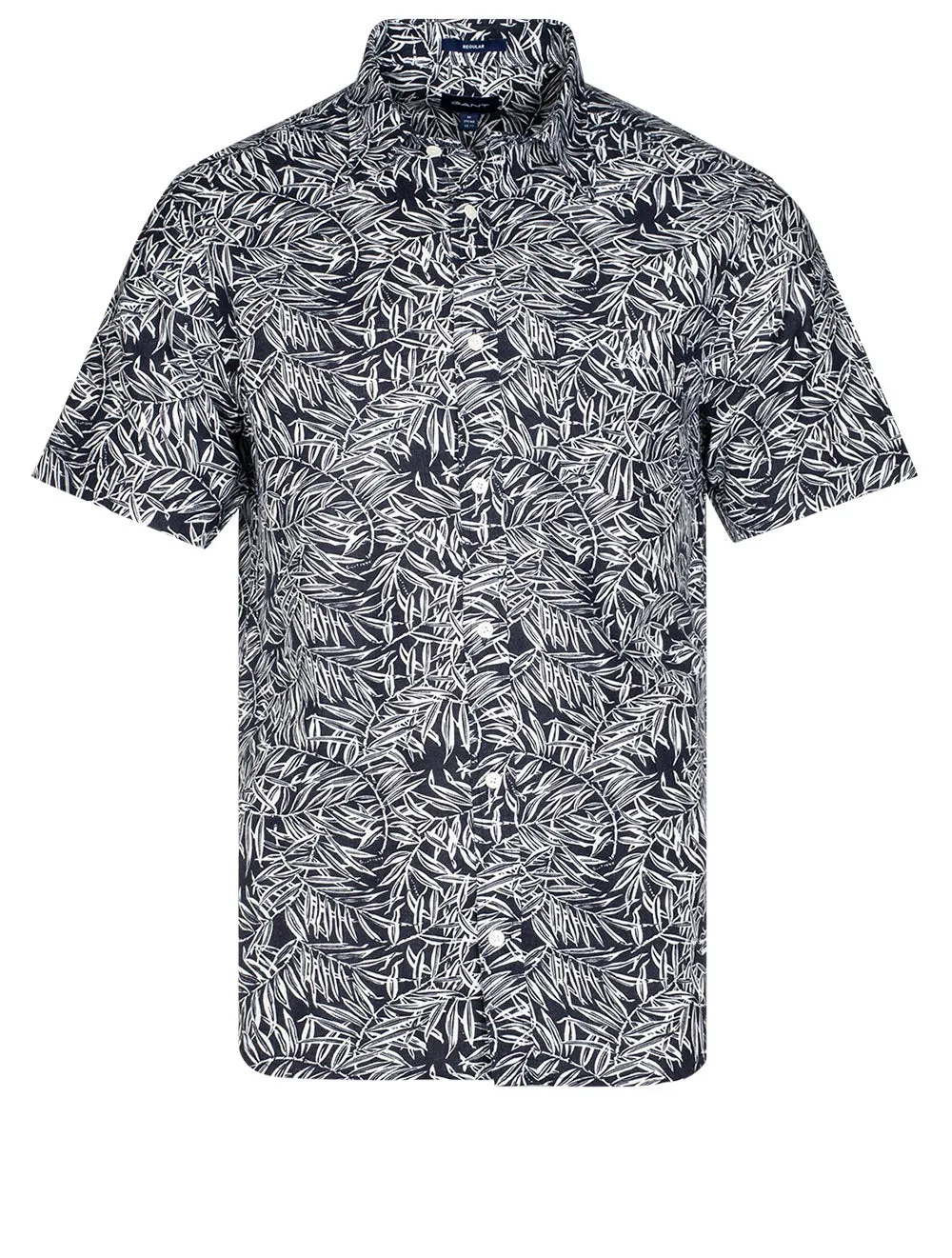 Regular Fit Leaf Print Button-down Evening Blue