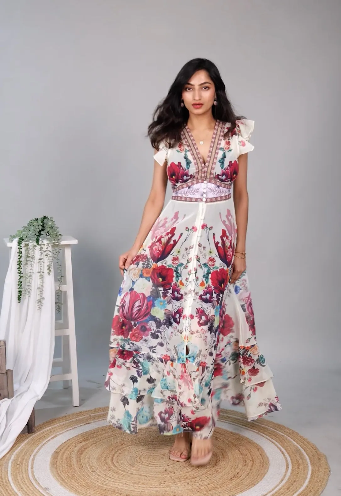 Rena Vintage Statement Maxi Dress