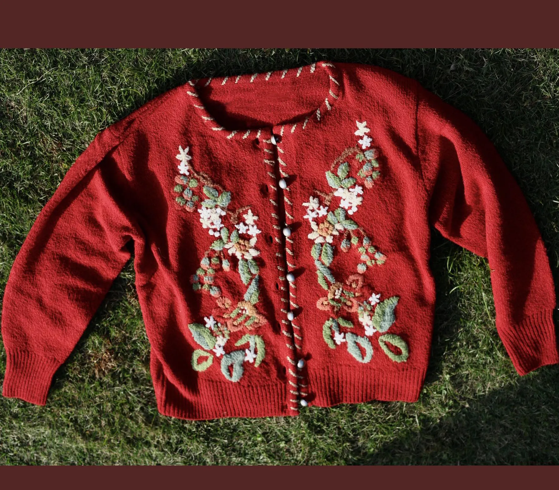 Retro Embroidery Christmas Sweater Cardigan