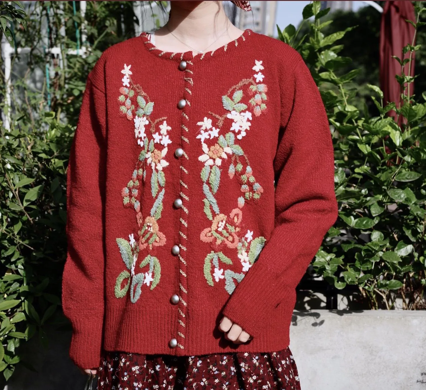 Retro Embroidery Christmas Sweater Cardigan