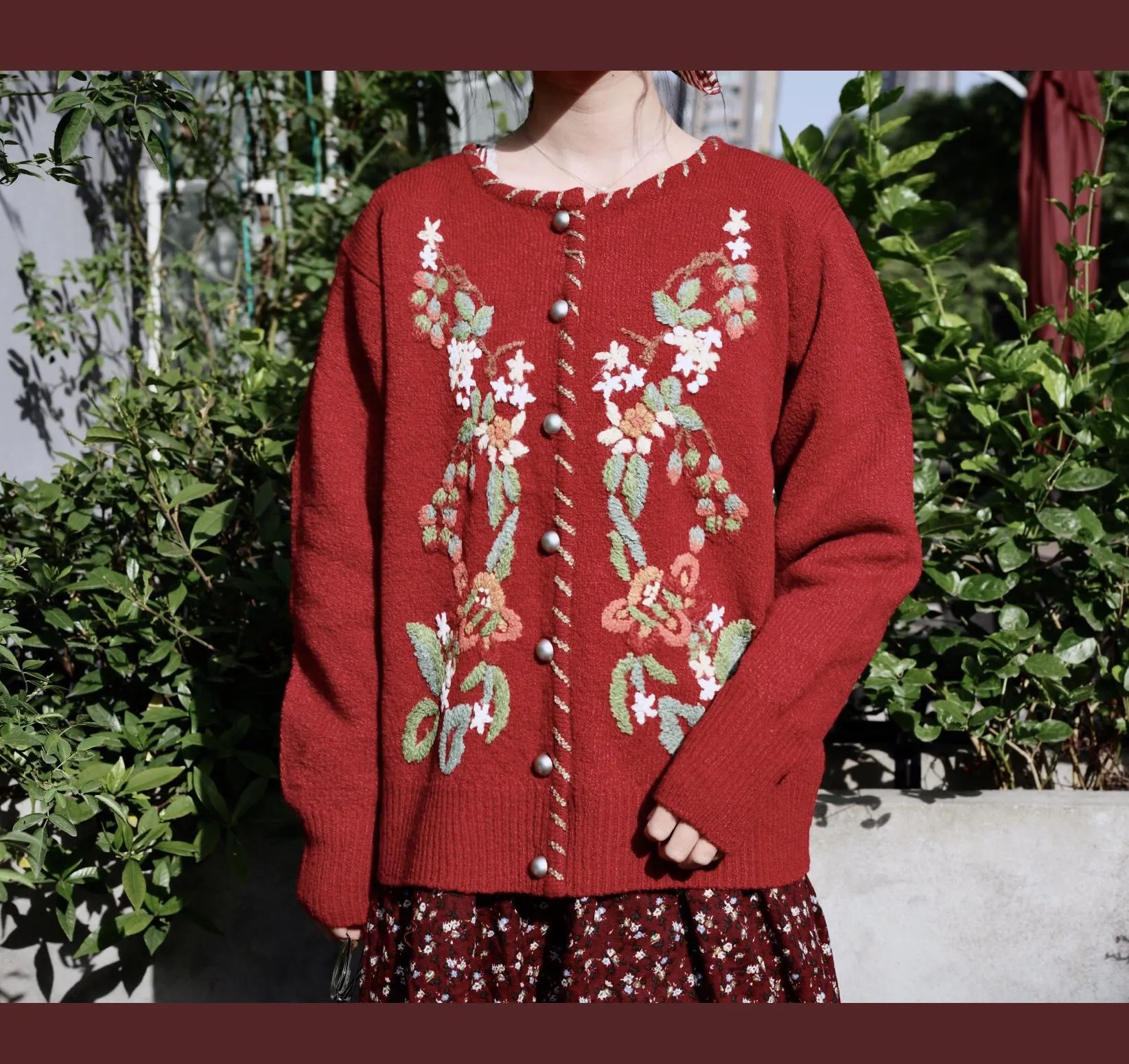 Retro Embroidery Christmas Sweater Cardigan