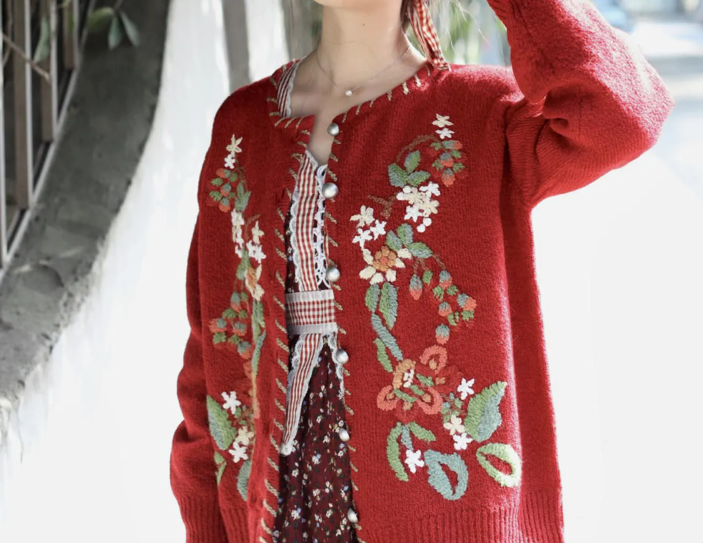 Retro Embroidery Christmas Sweater Cardigan