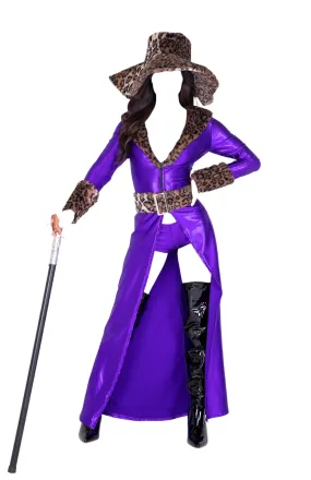 Roma Costume 4 PC Made of Money Costume Long Coat & Shorts Purple/Brown