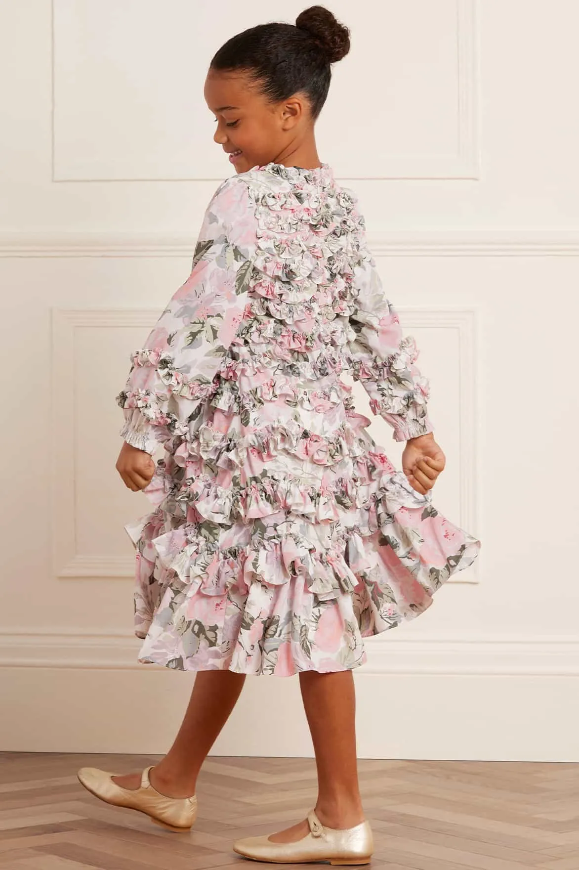 Rose Powder Crepe Kids Dress