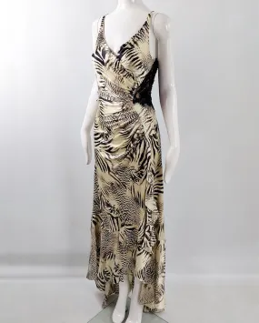 Sagaie Paris Vintage Bias Cut Zebra Print Silk Evening Gown, 2000s