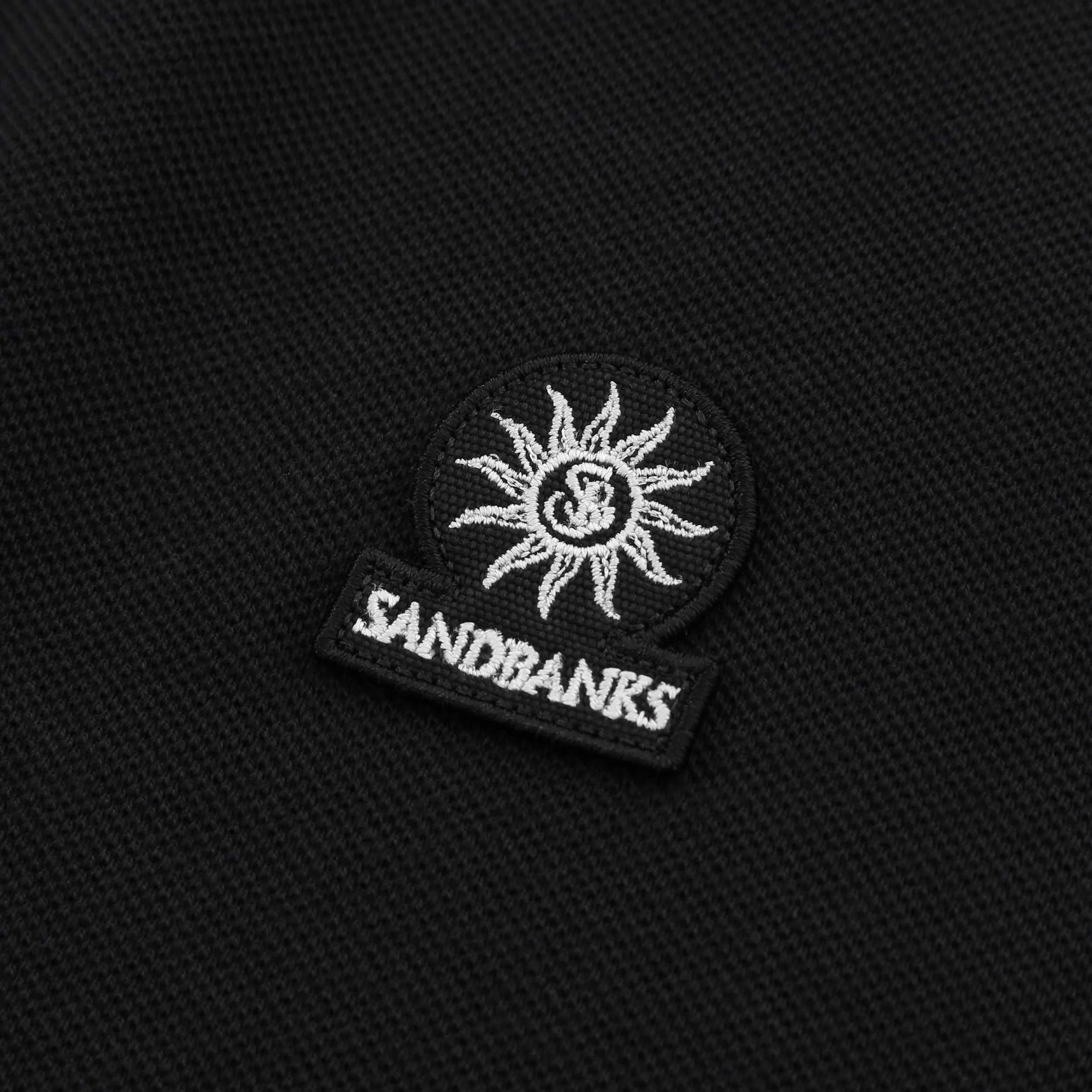 Sandbanks Badge Logo Tipped Polo Shirt in Black