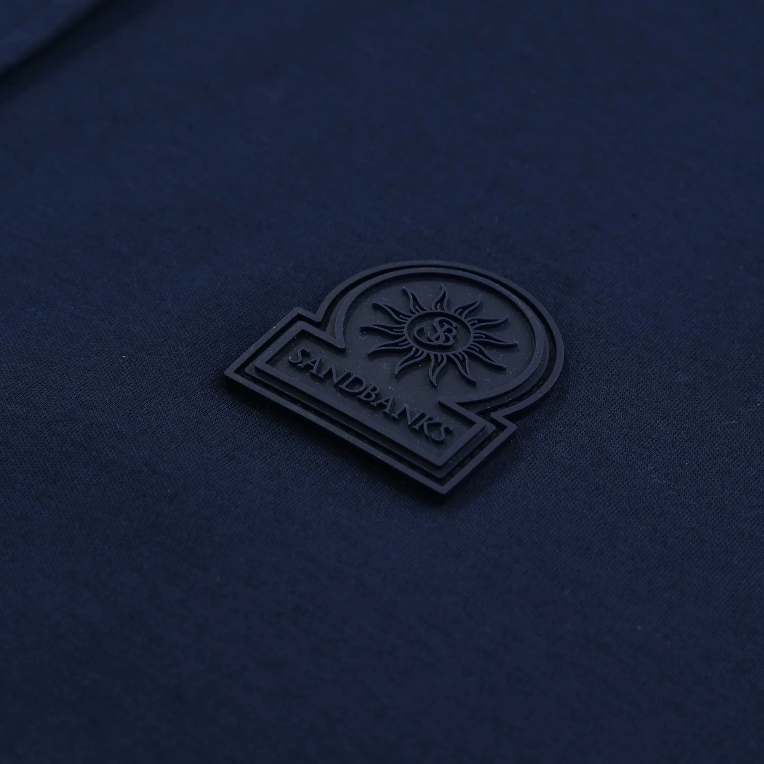 Sandbanks Interlock Full Button Polo Shirt in Navy