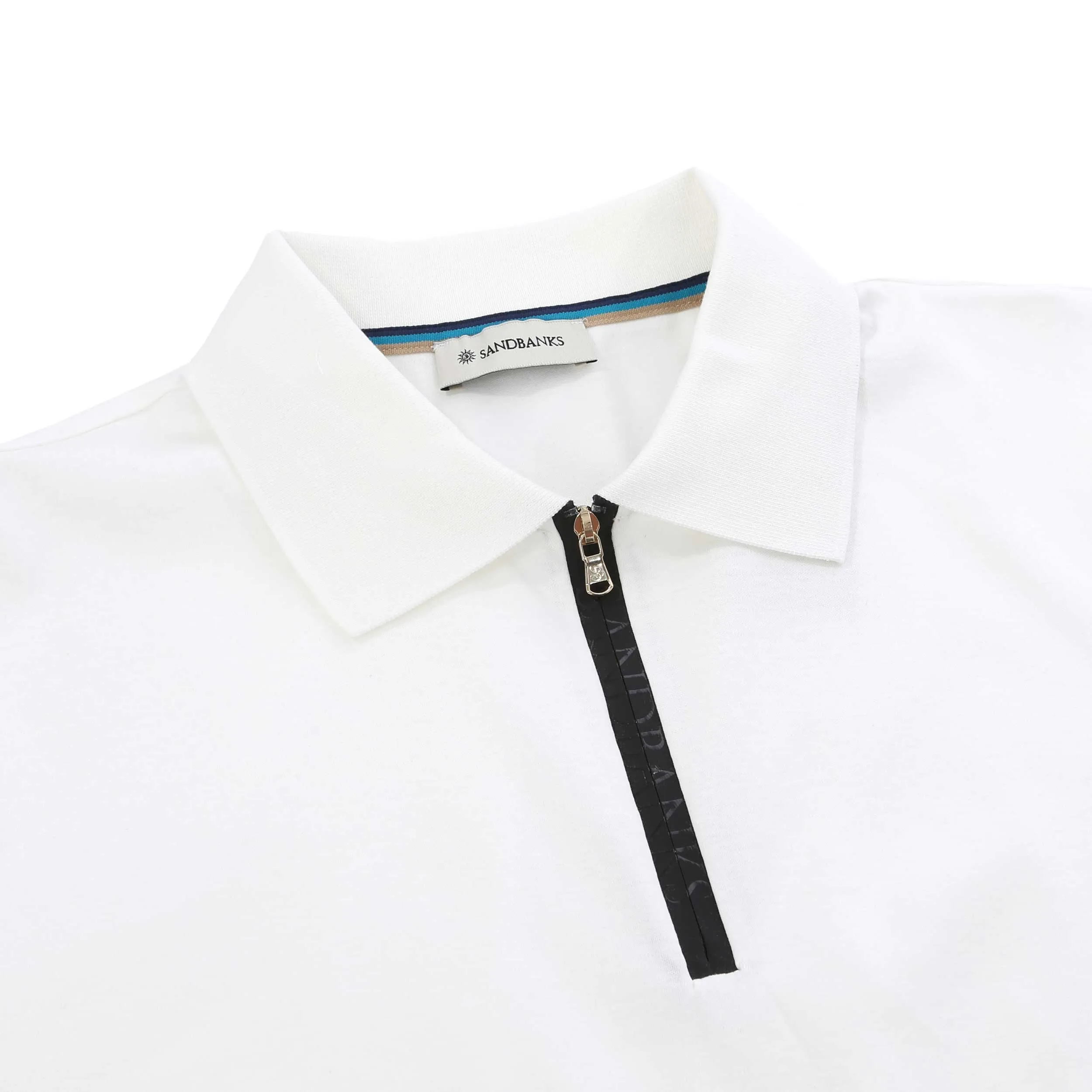 Sandbanks Silicone Zip Polo Shirt in White