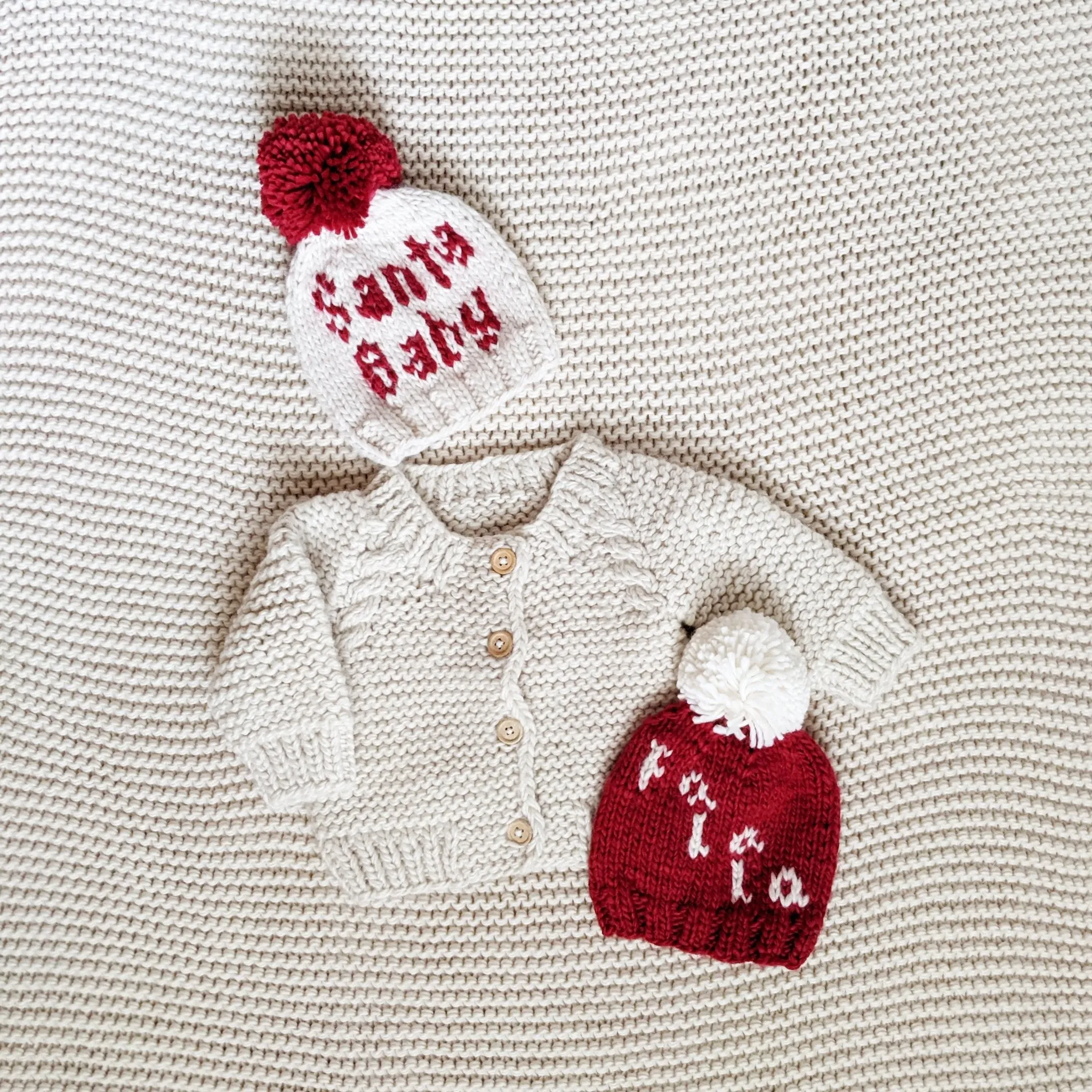 Santa Baby Hand Knit Beanie Hat