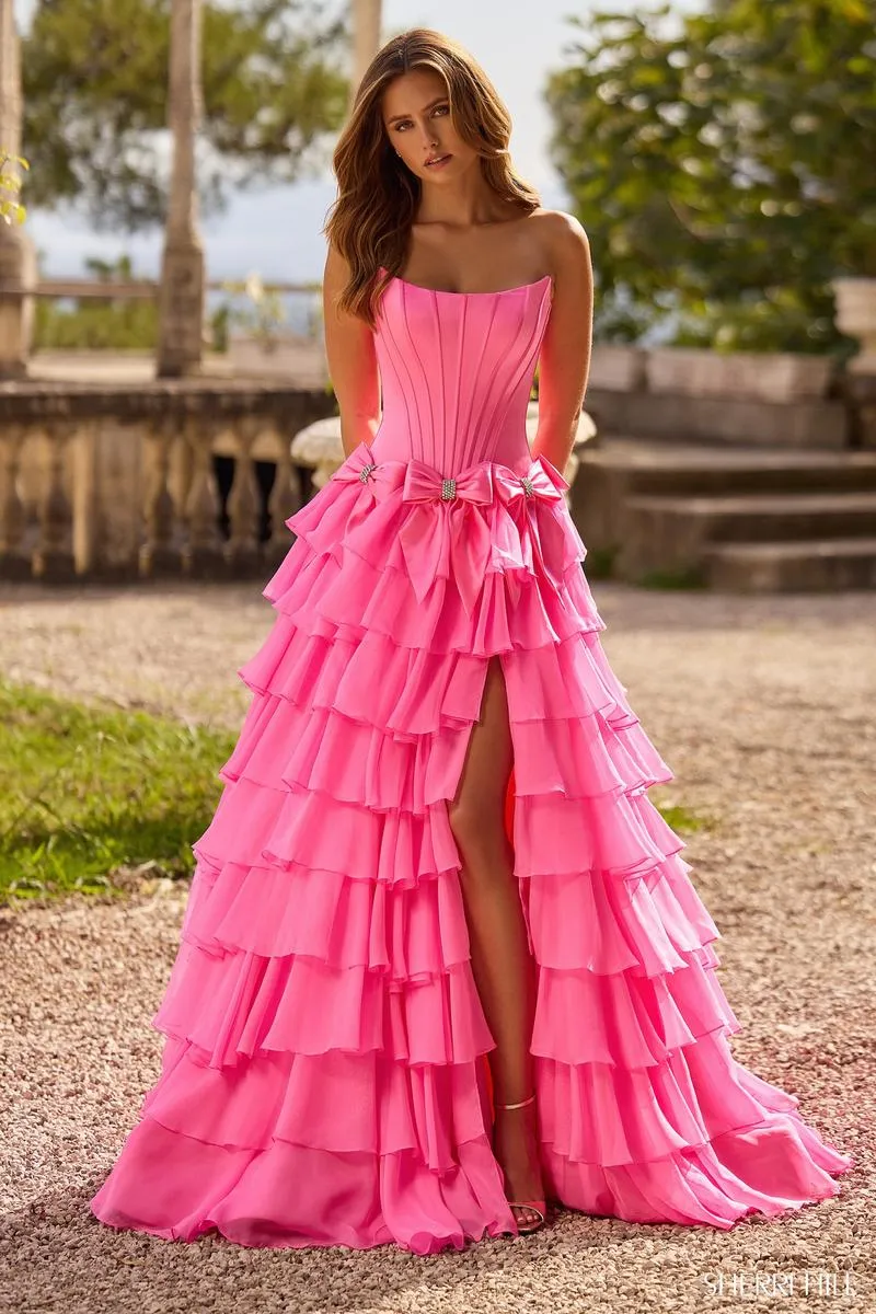 Sherri Hill Corset Ruffle Ball Gown Prom Dress 57225