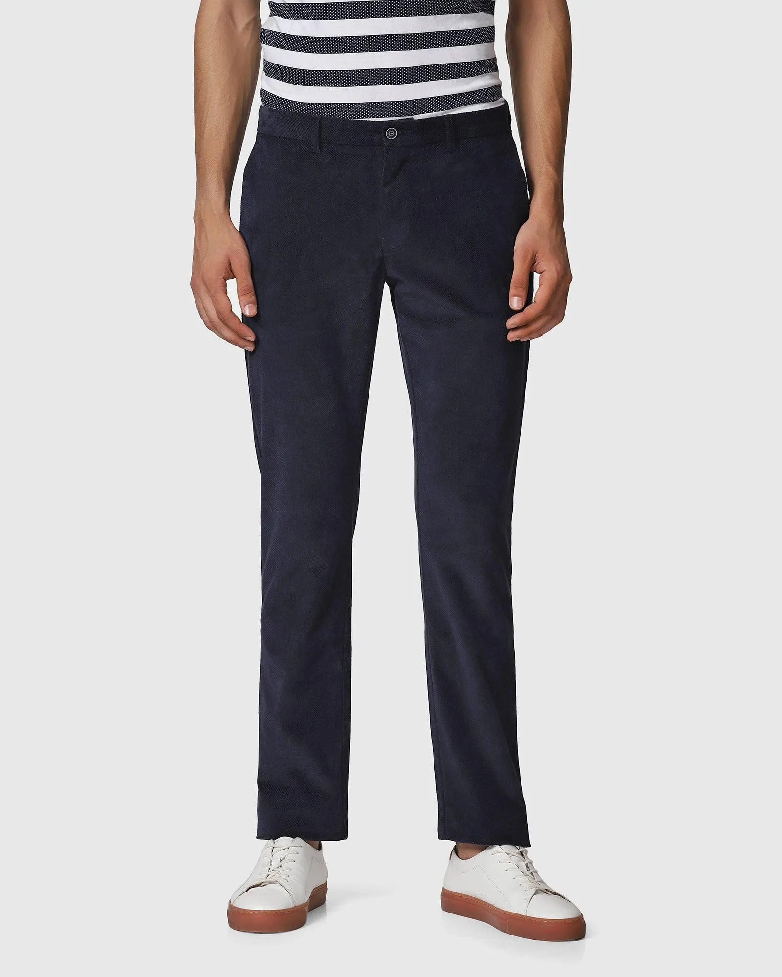 Slim Comfort B-95 Casual Navy Textured Khakis - Jacob