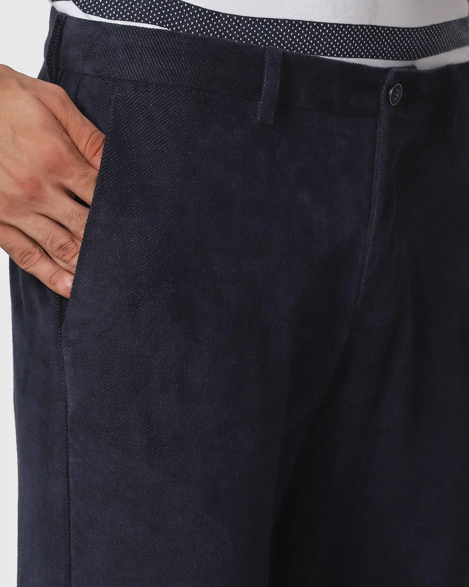 Slim Comfort B-95 Casual Navy Textured Khakis - Jacob