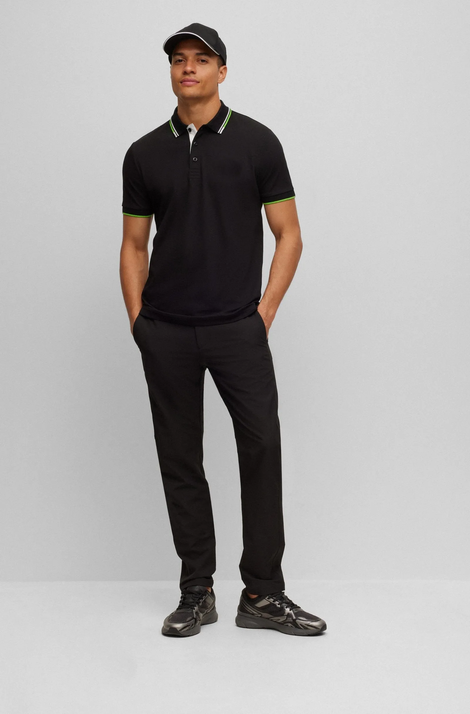 Slim Fit Easy Iron Stretch Chinos - Black