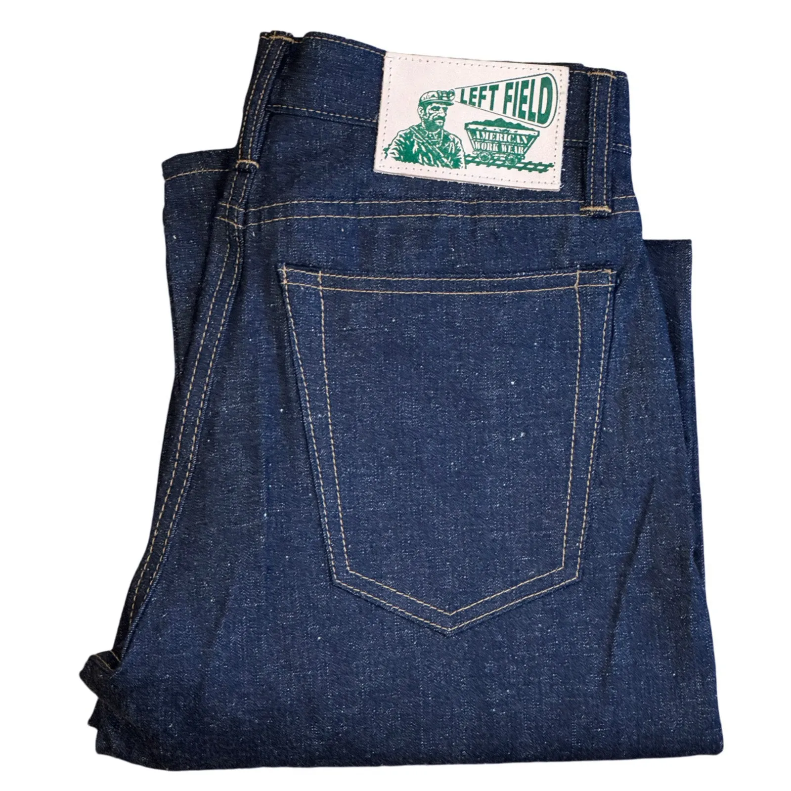 Smokestack Japanese "Jelt" nep denim with custom green selvedge