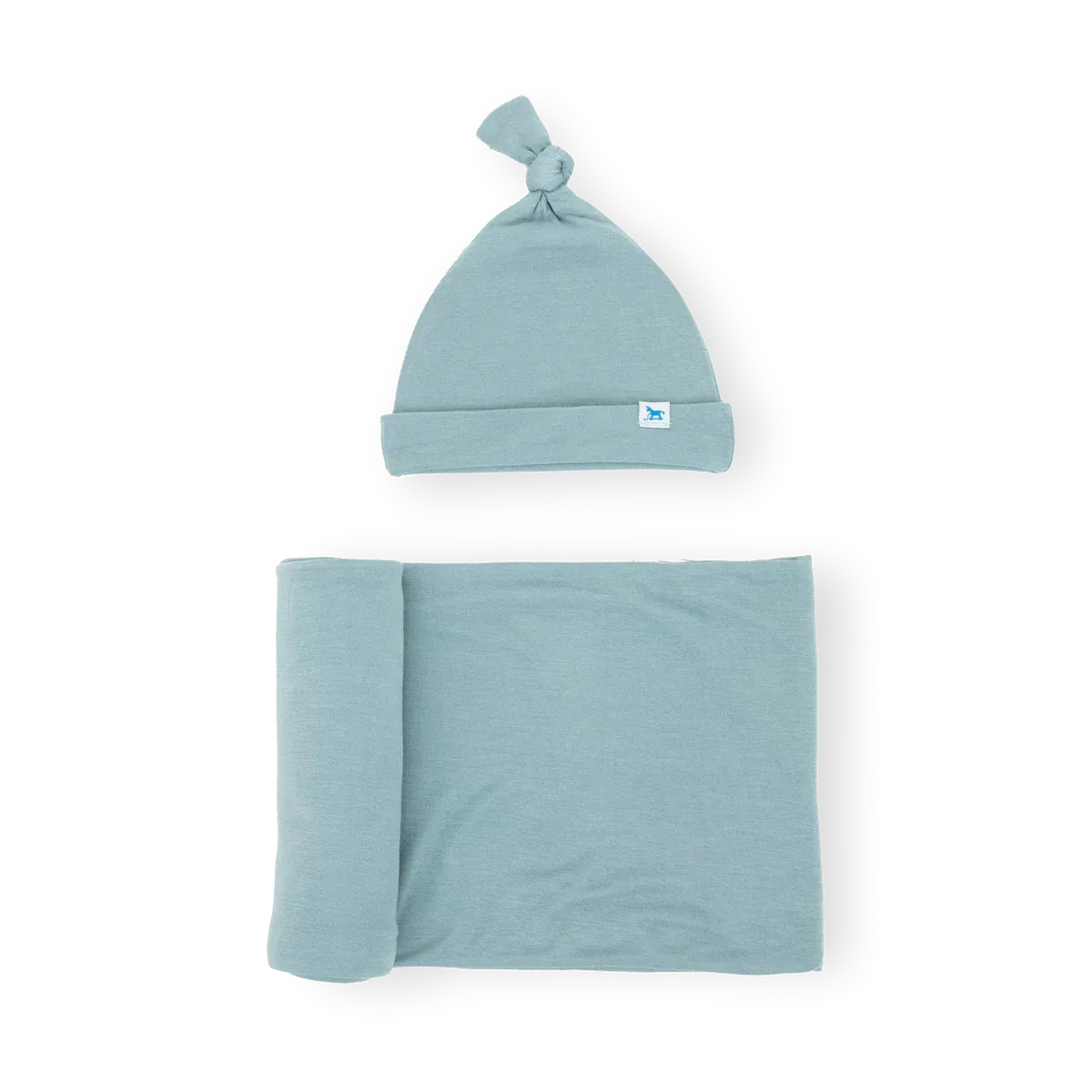 Soft Knit Swaddle and Hat Set, Harbor