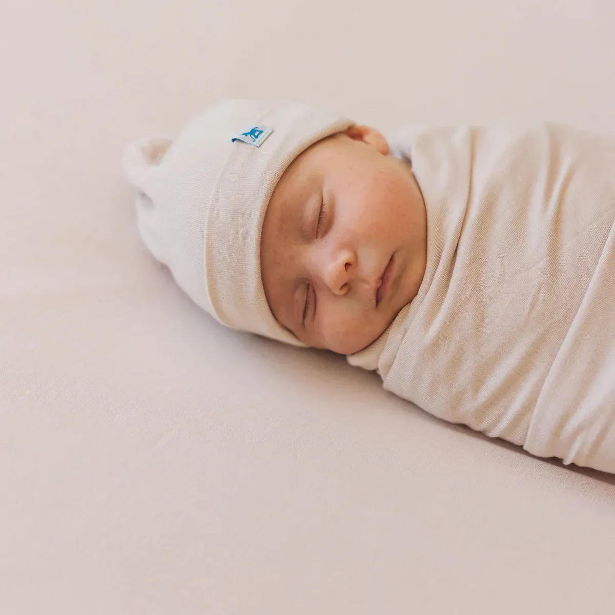 Soft Knit Swaddle and Hat Set, Soft Blush