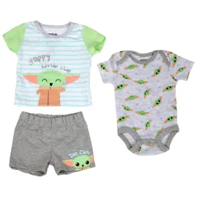 Star Wars Happy Grogu 3-Piece Shirt, Short and Bodysuit Set