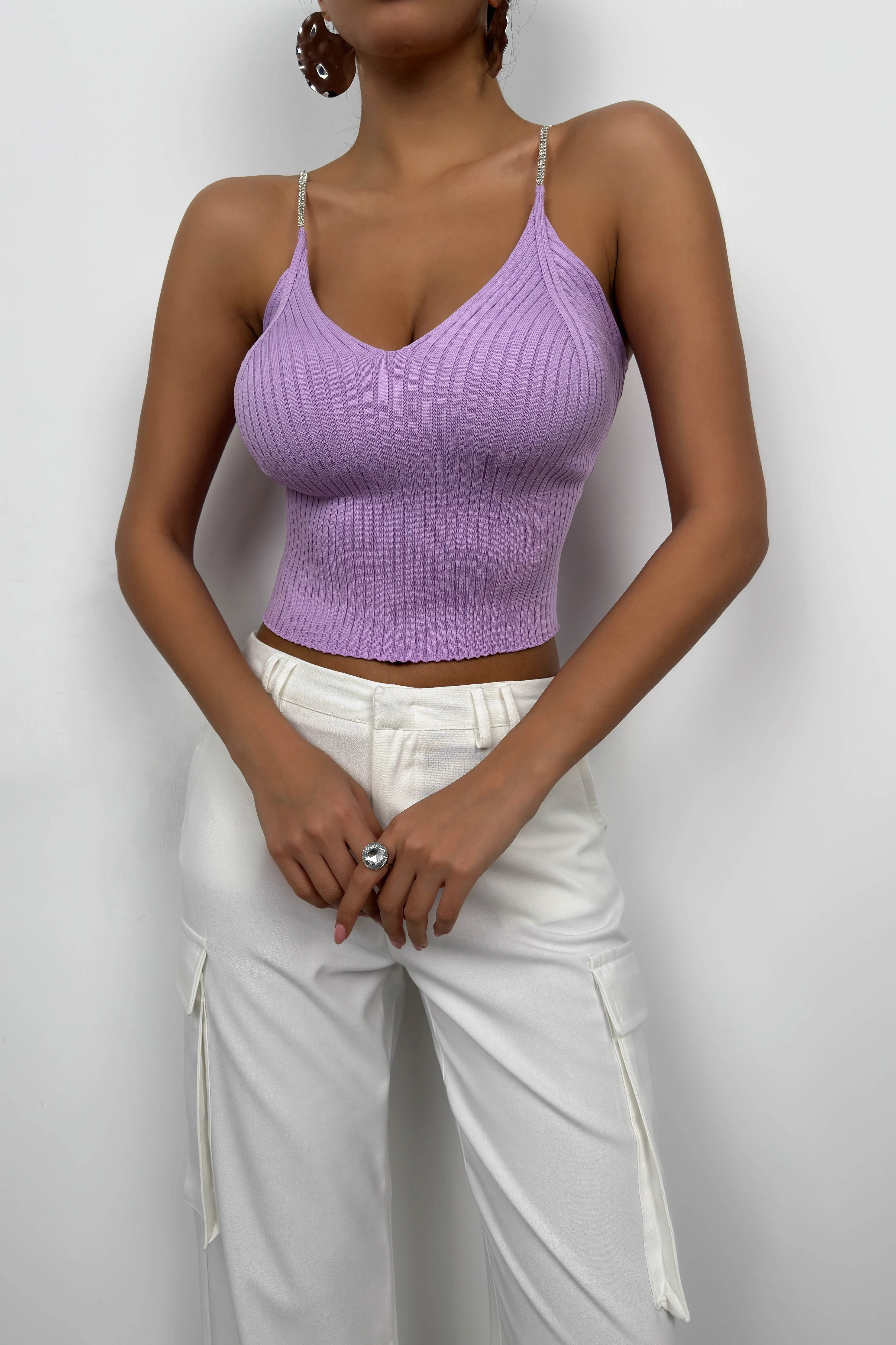 Stone Strap Knit Top