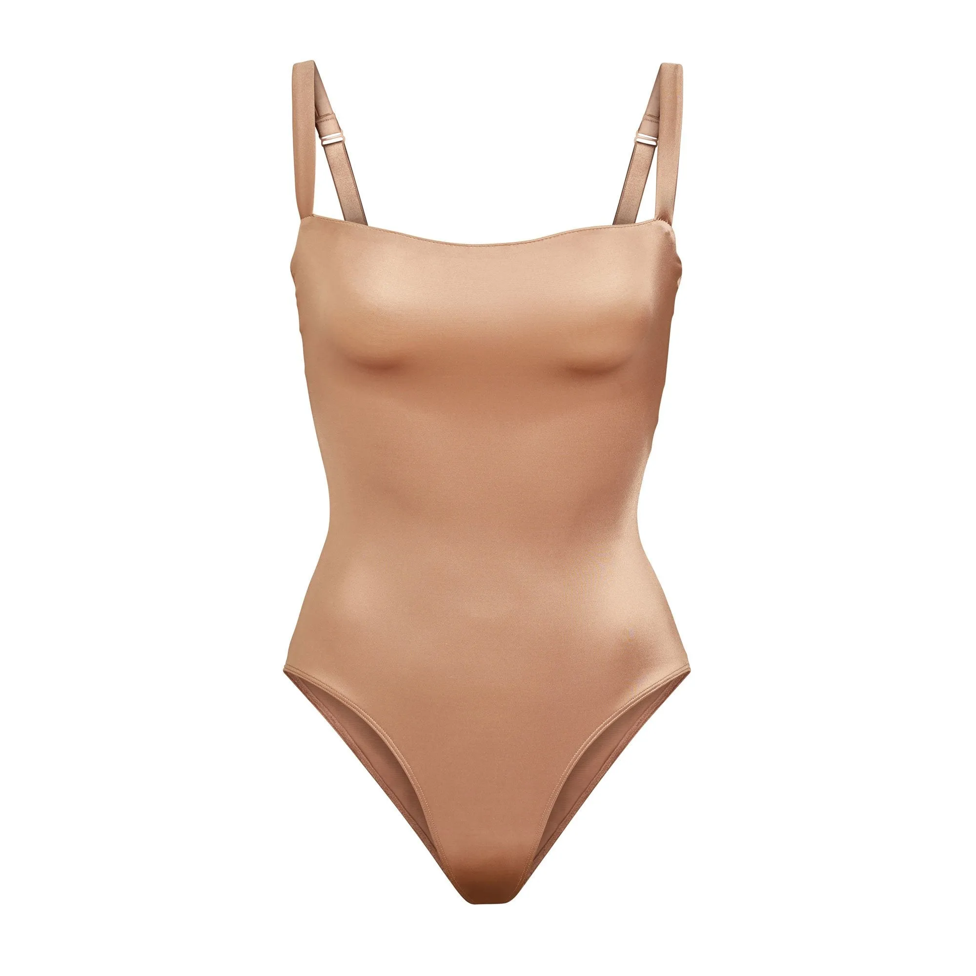 STRETCH SATIN SMOOTHING BODYSUIT | DESERT CLAY