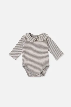 STRIPED NEWBORN COLLAR BODYSUIT