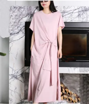 Summer Cotton Knit Irregular Long Women Dress/0122