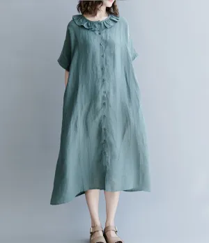 Summer Cotton Linen Spring Women Dresses QZ200528