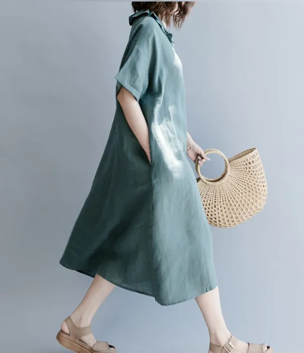 Summer Cotton Linen Spring Women Dresses QZ200528