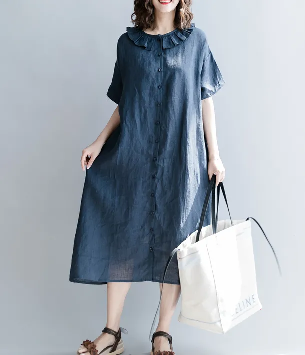 Summer Cotton Linen Spring Women Dresses QZ200528