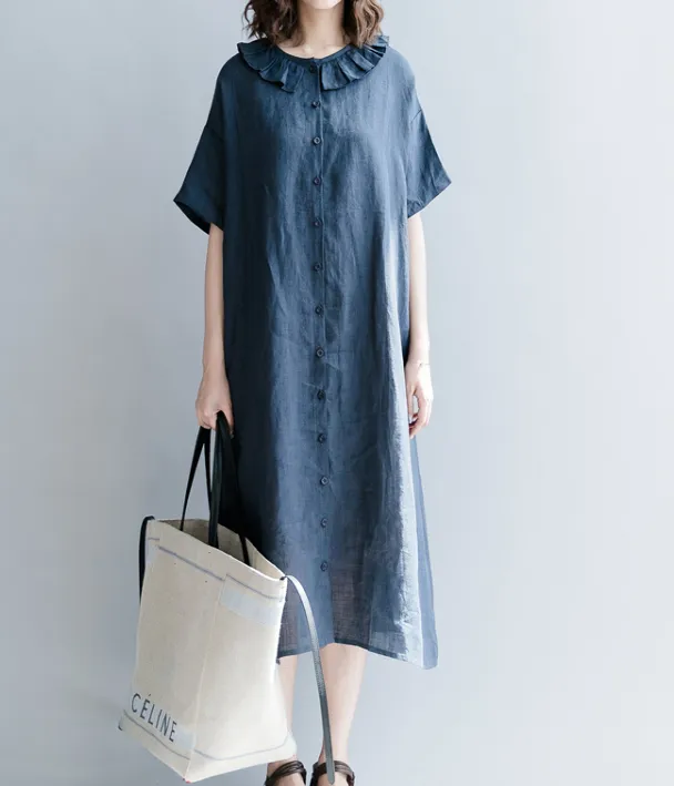 Summer Cotton Linen Spring Women Dresses QZ200528