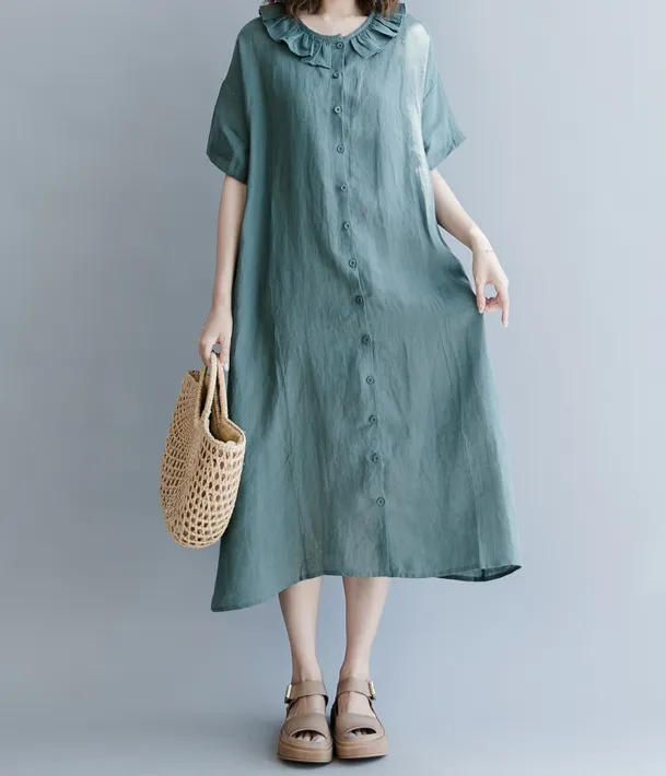 Summer Cotton Linen Spring Women Dresses QZ200528