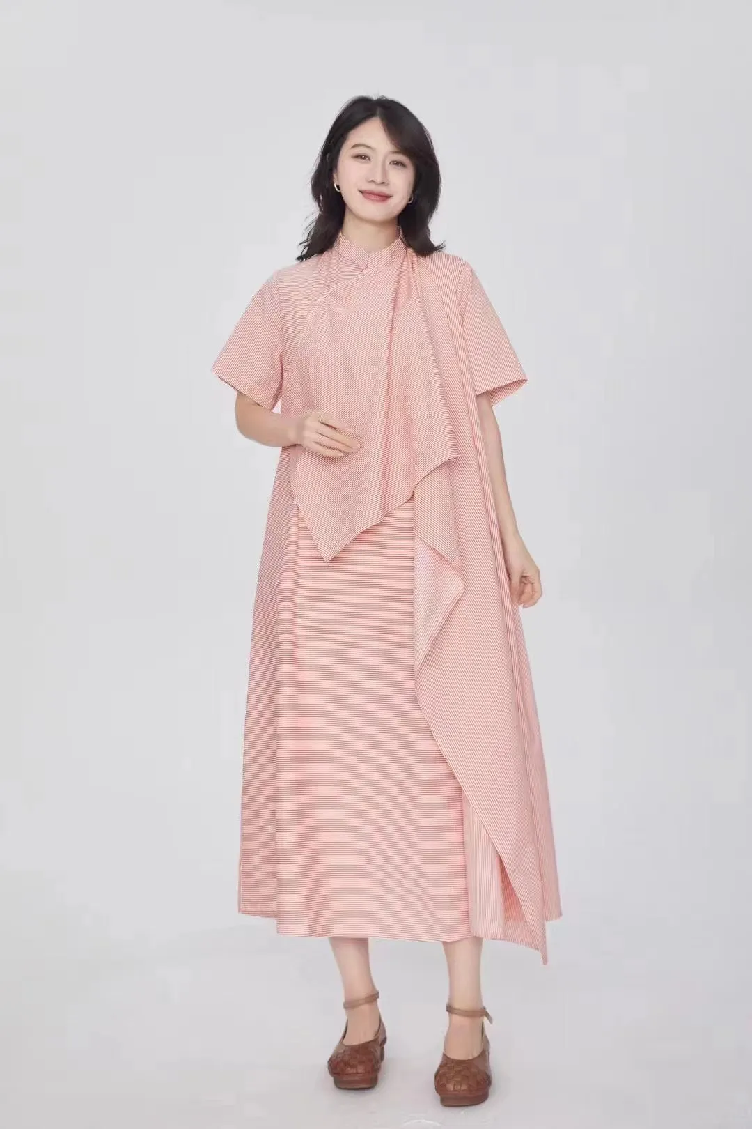 Summer Linen Cotton Irregular Long Women Dress/0121