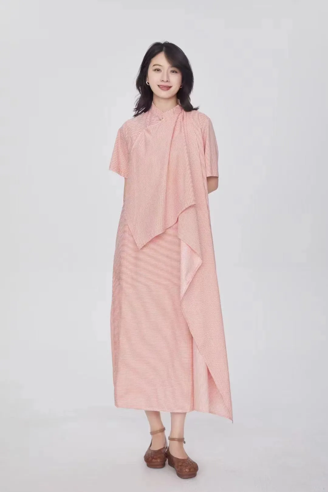 Summer Linen Cotton Irregular Long Women Dress/0121