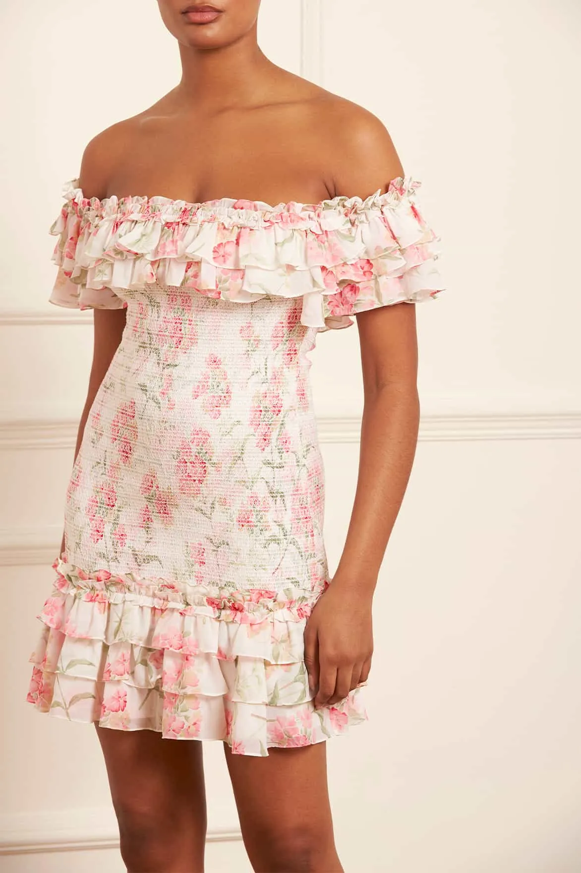 Summer Posy Chiffon Smocked Micro Mini Dress