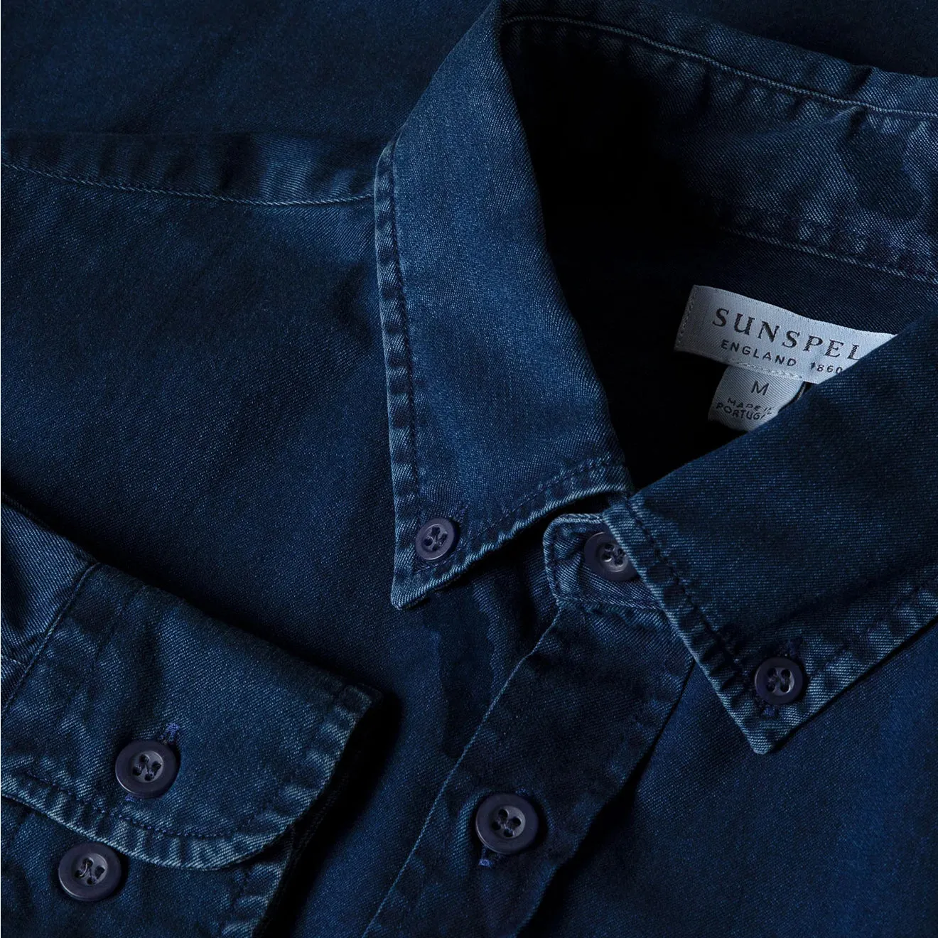 Sunspel Button Down Denim Shirt Indigo