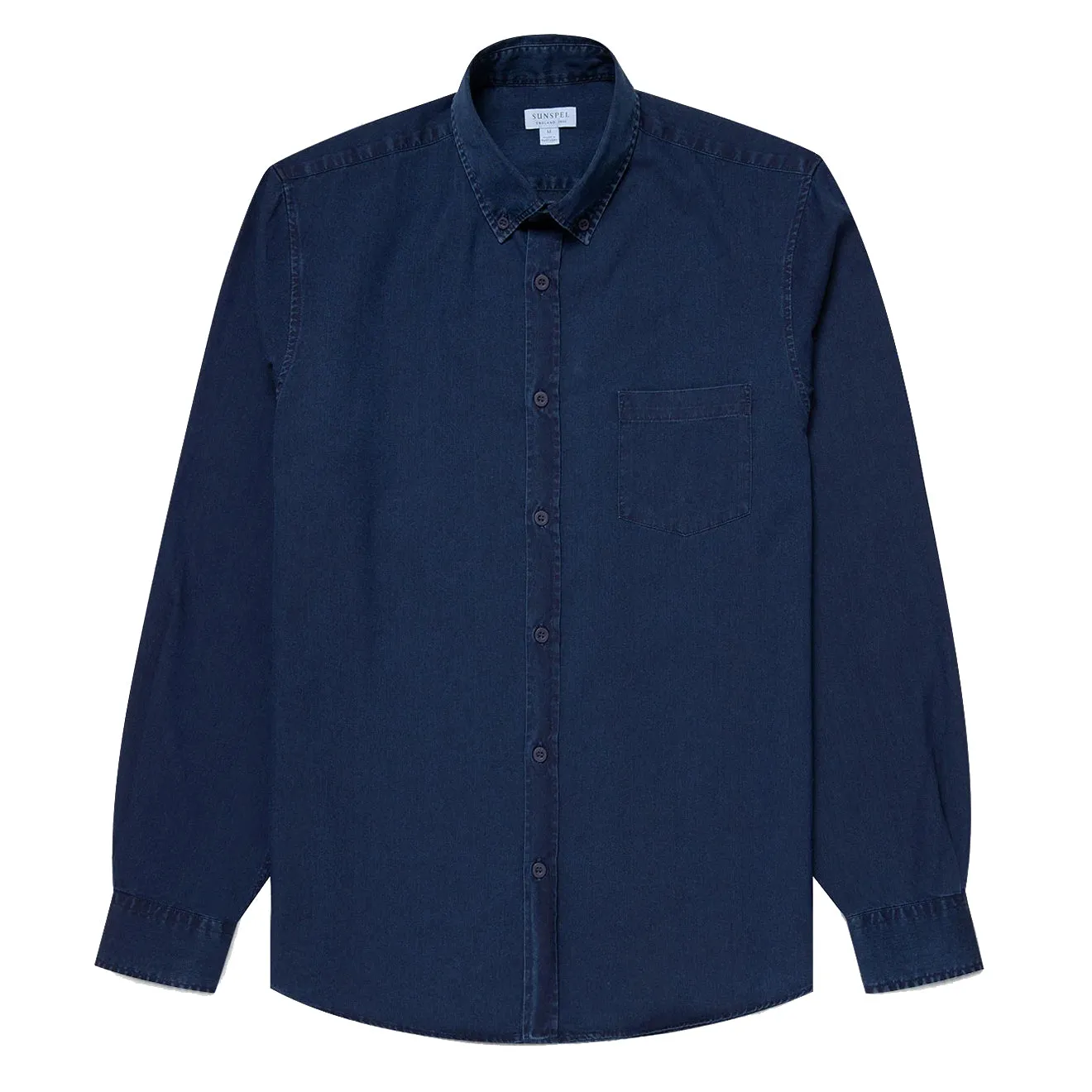 Sunspel Button Down Denim Shirt Indigo