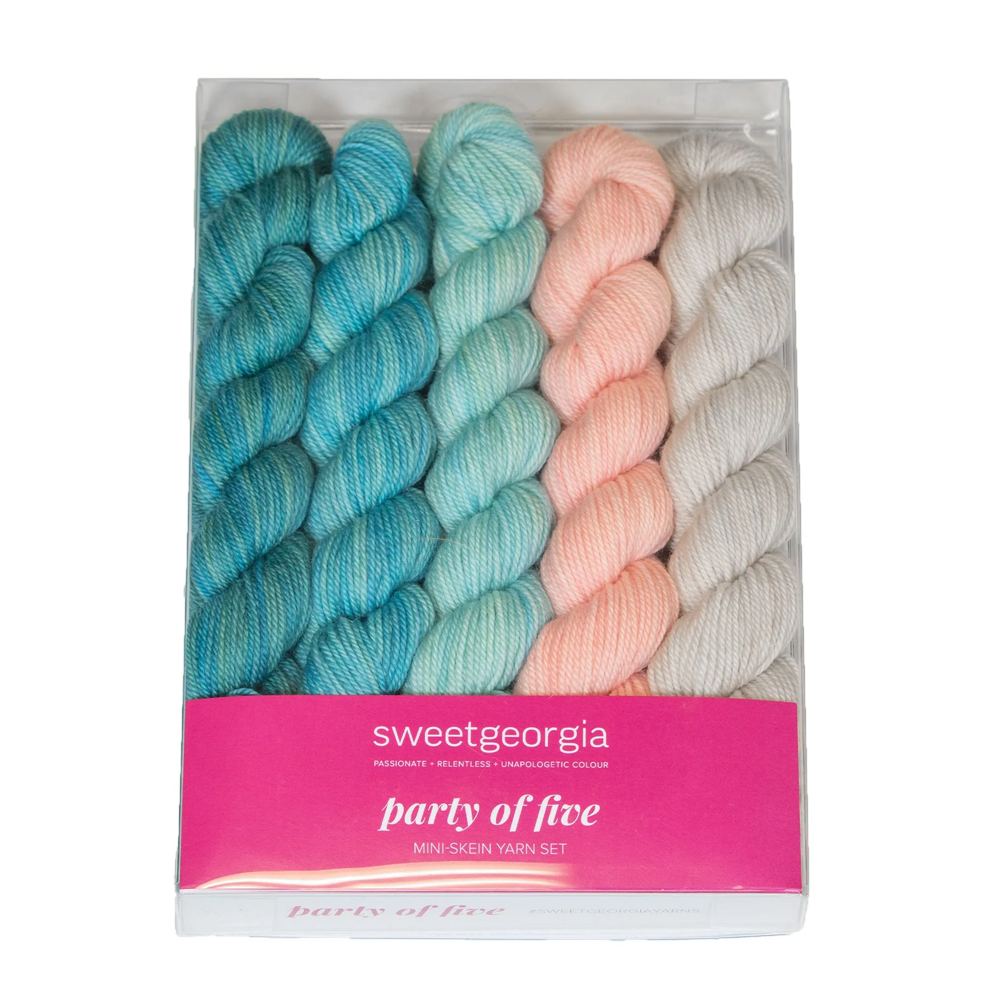 SweetGeorgia Tough Love Sock Party of Five Mini-Skein Set Yarn - Seashore