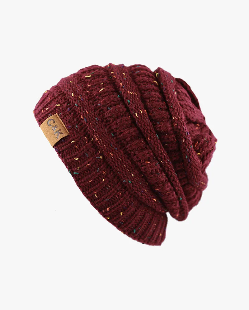 The Hat Depot - Multi Color Stretch Cable Knit Chunky Beanie