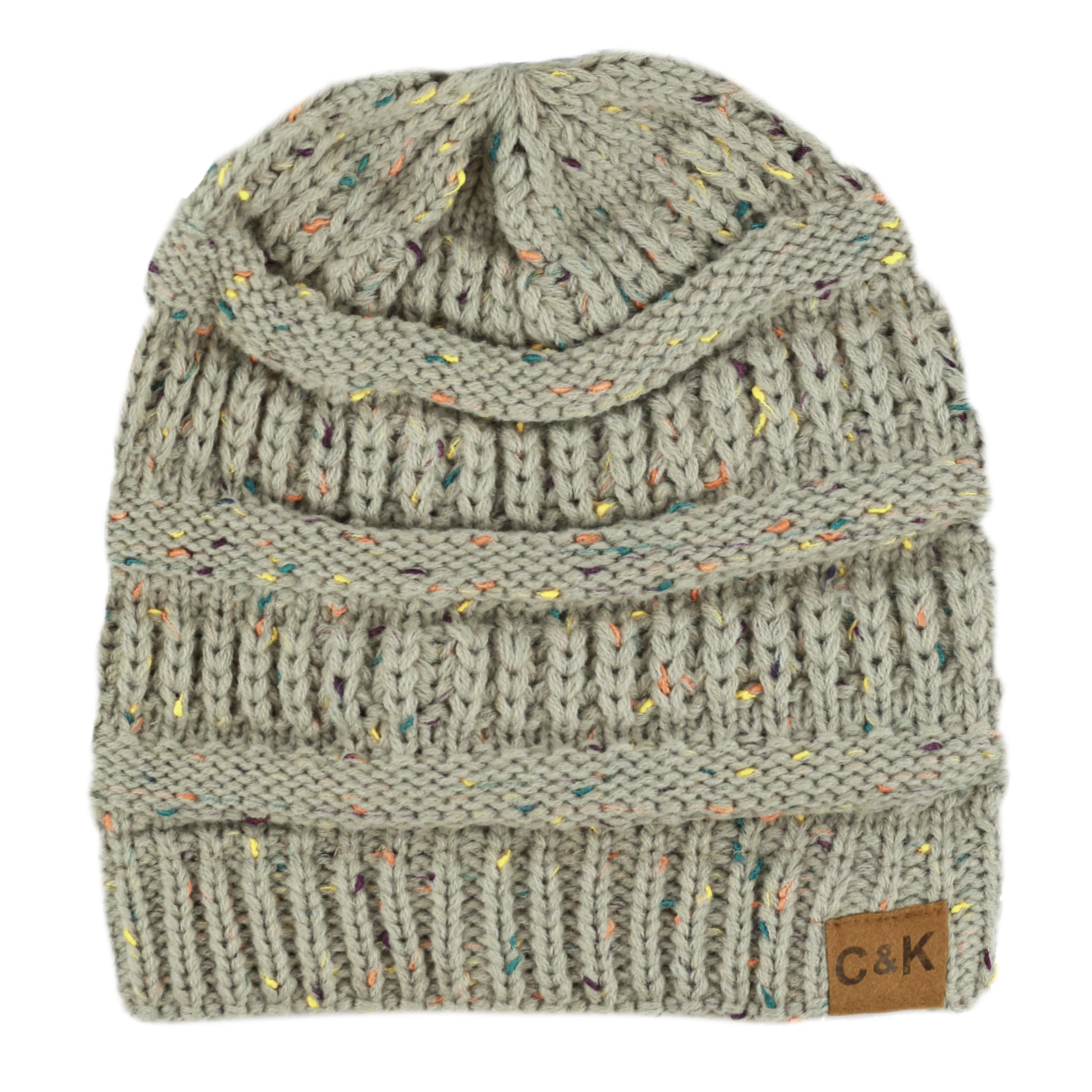 The Hat Depot - Multi Color Stretch Cable Knit Chunky Beanie