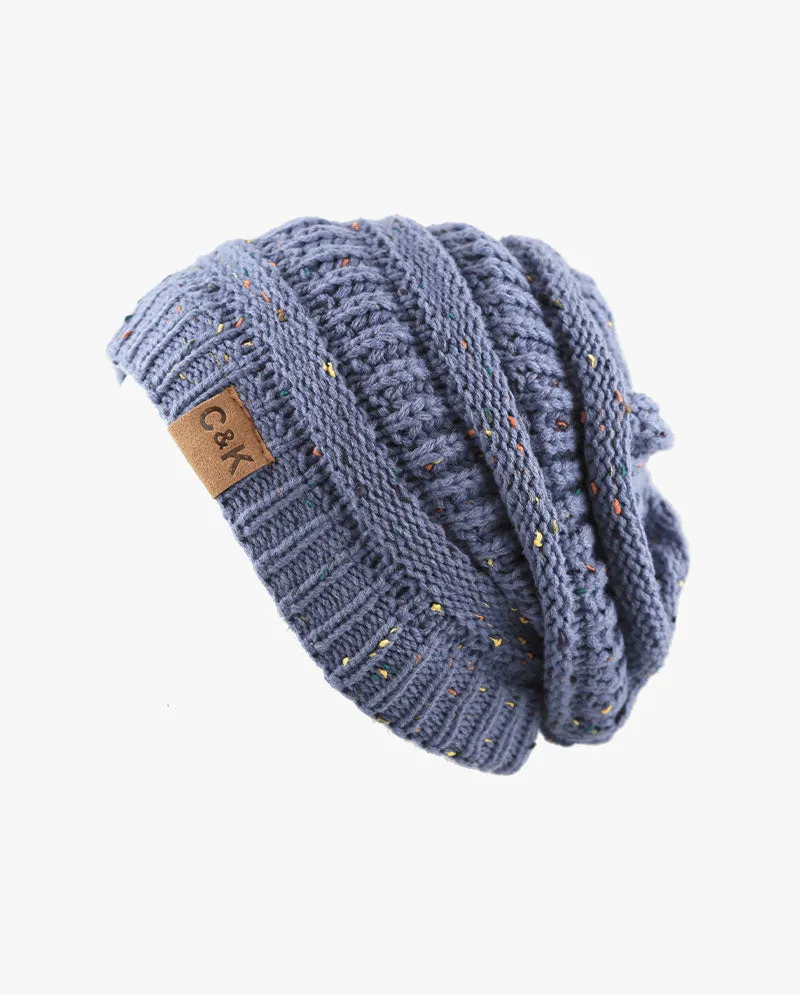 The Hat Depot - Multi Color Stretch Cable Knit Chunky Beanie